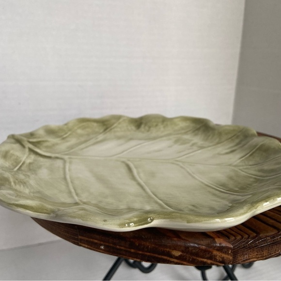 Green Cabbage Leaf Plate Made In Italy 9604/24 Ceramic Plant Shape Plate - Picture 7 of 16